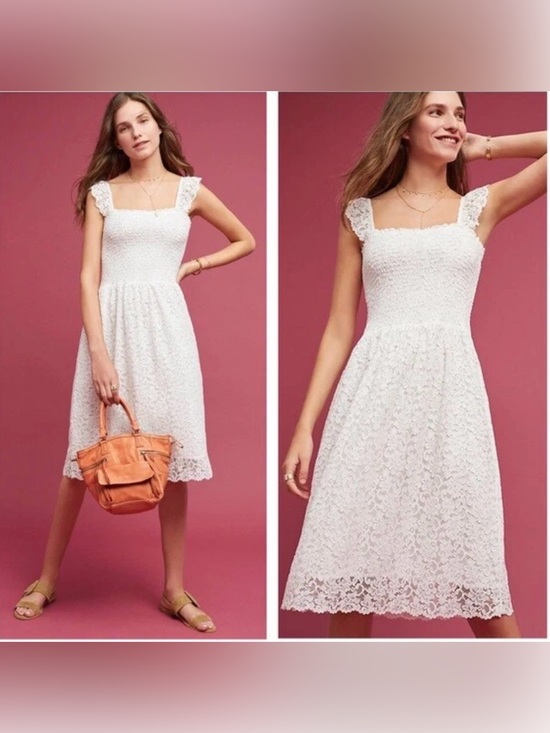 Maeve Dresses & Skirts - NEW Maeve $148 by Anthropologie Anastasi Smocked Lace Midi Dress sz Med